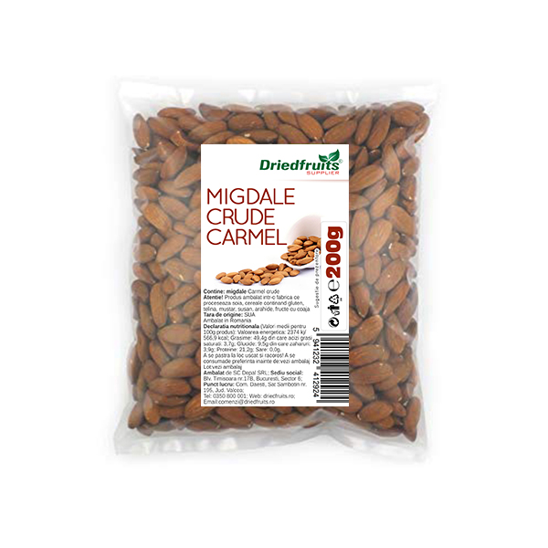 Migdale crude Carmel Supreme - 200 g imagine produs 2021 Dried Fruits